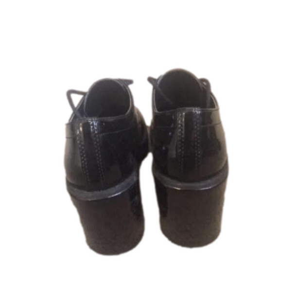 Topshop Chunky Black Patent Leather Heels platform lace up shoes Retro - Picture 3 of 5
